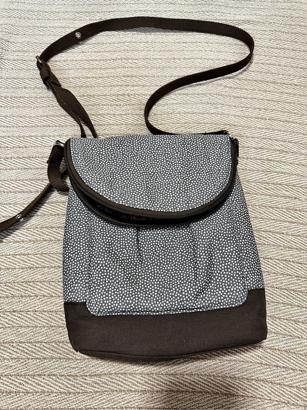 Gray & Brown Crossbody Bag